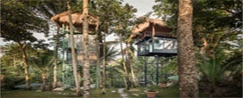 Hotel em meio a árvores oferece vista 360º em Bali
