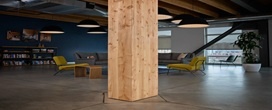 A Timberlab d� uma nova fun��o � madeira laminada colada recuperada em interiores de madeira maci�a.