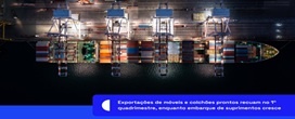 Exporta��es de m�veis e colch�es prontos recuam no 1� quadrimestre, enquanto embarque de suprimentos cresce